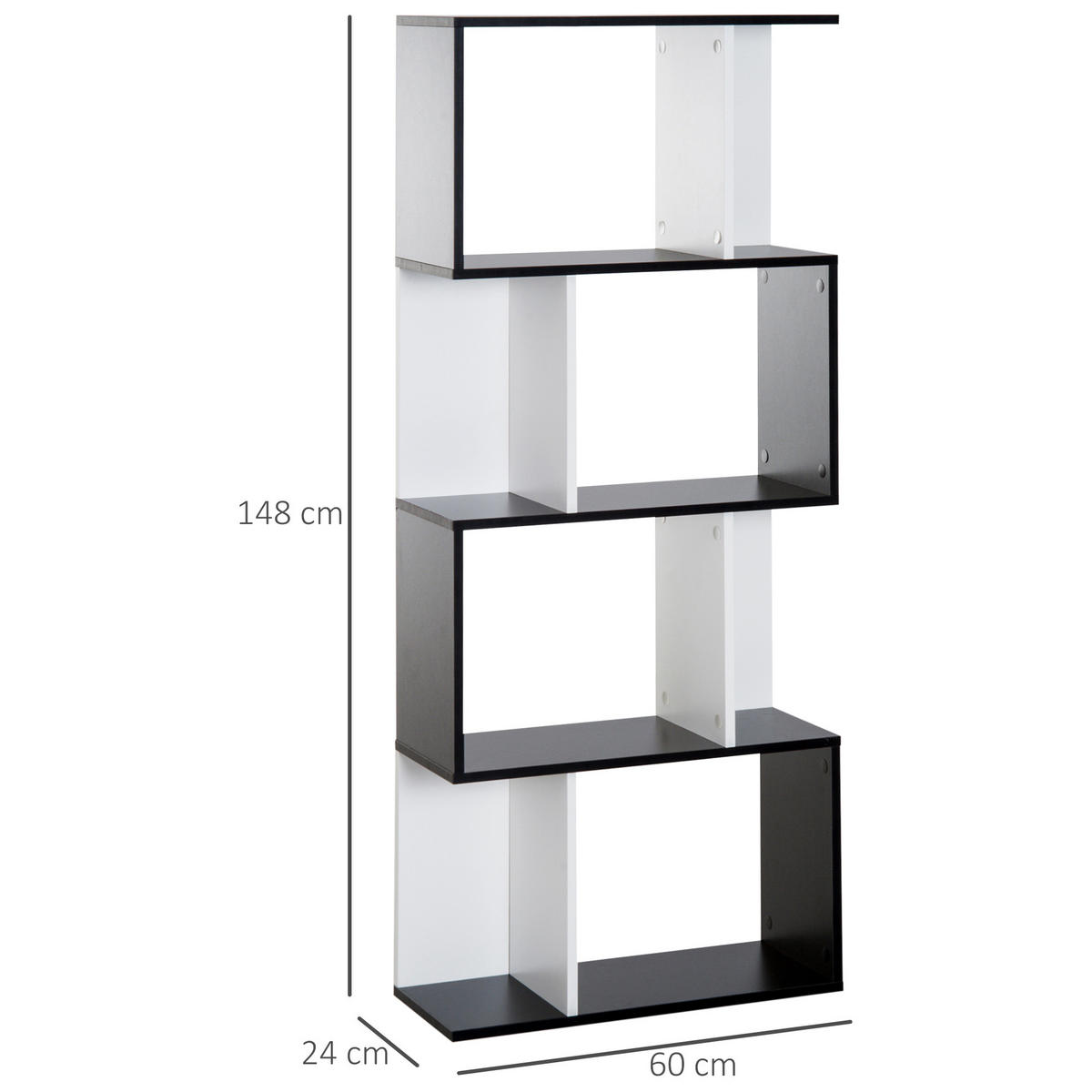 REGAL DE-15476 5 Ebenen, 60/24/148 cm Schwarz - Schwarz, Holzwerkstoff (60/148/24cm) - ComfortXL