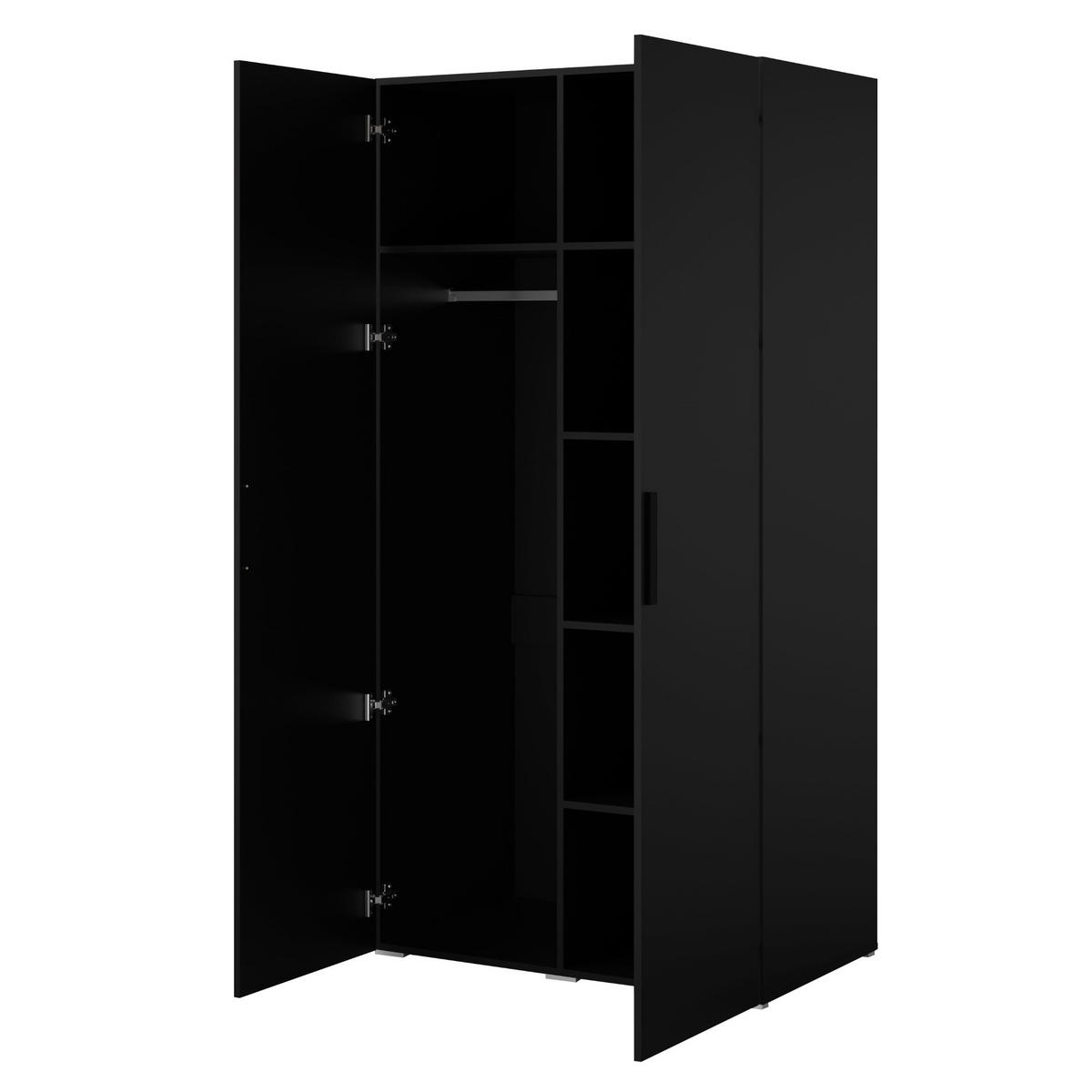 DREHTÜRENSCHRANK Napoli 2D 100 Schwarz (schwarzer oder goldener Griff) - Silberfarben/Schwarz, Holzwerkstoff/Kunststoff (100/35/60cm) - mzm24