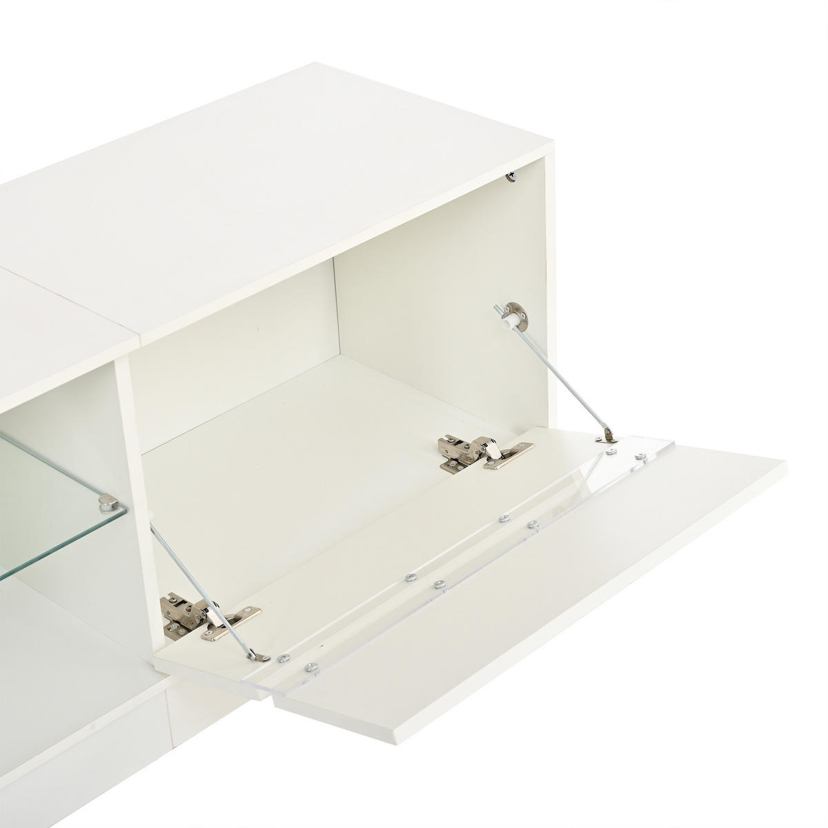 TV-LOWBOARD 160x35x44.5cm Weiß mit LED und 2 Türen - Weiß, Holzwerkstoff (160/44.5/35cm) - FLIEKS