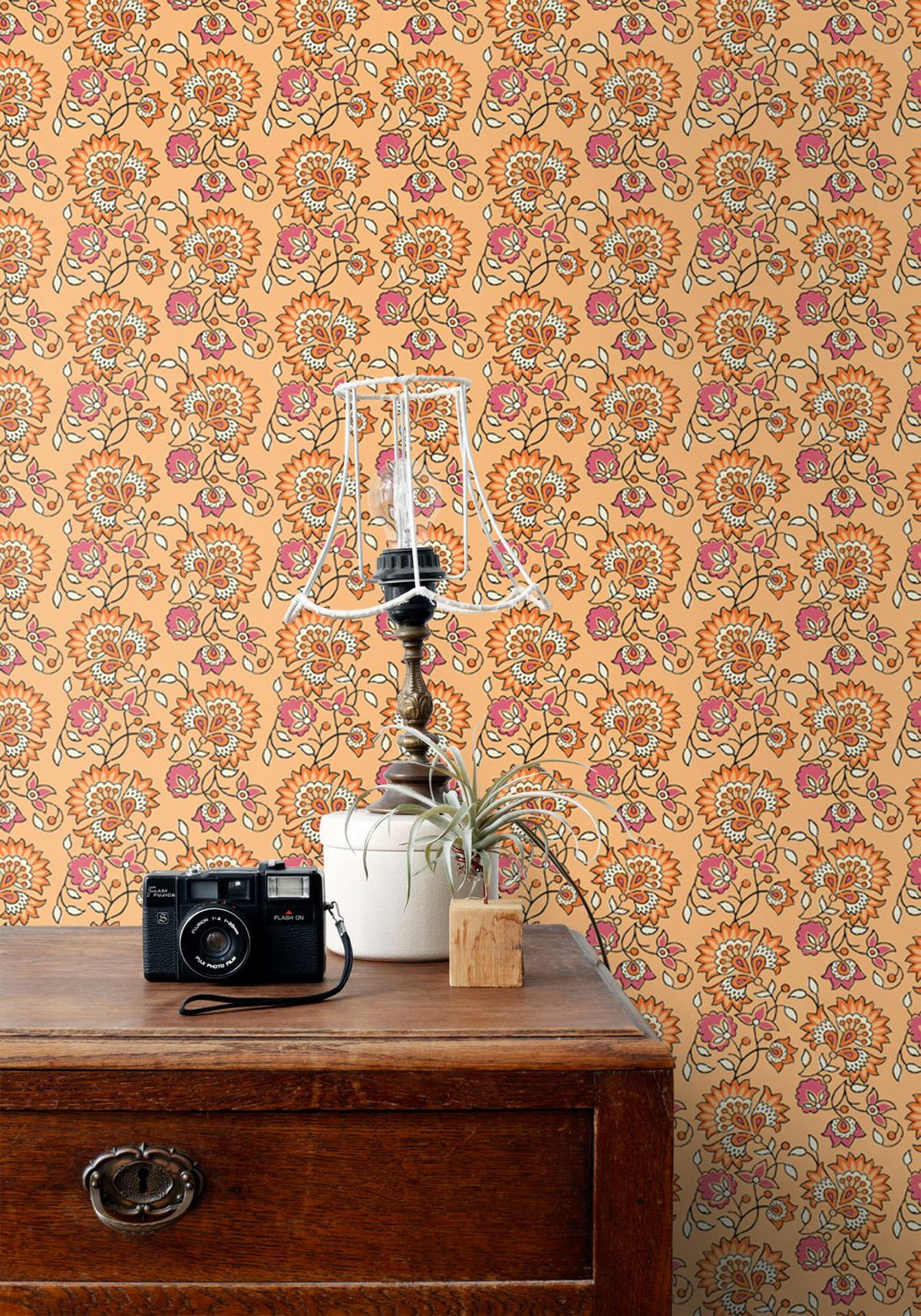 TAPETE Blumenmuster 50 x 900 cm - Orange, Papier (50/900cm) - ESTAhome