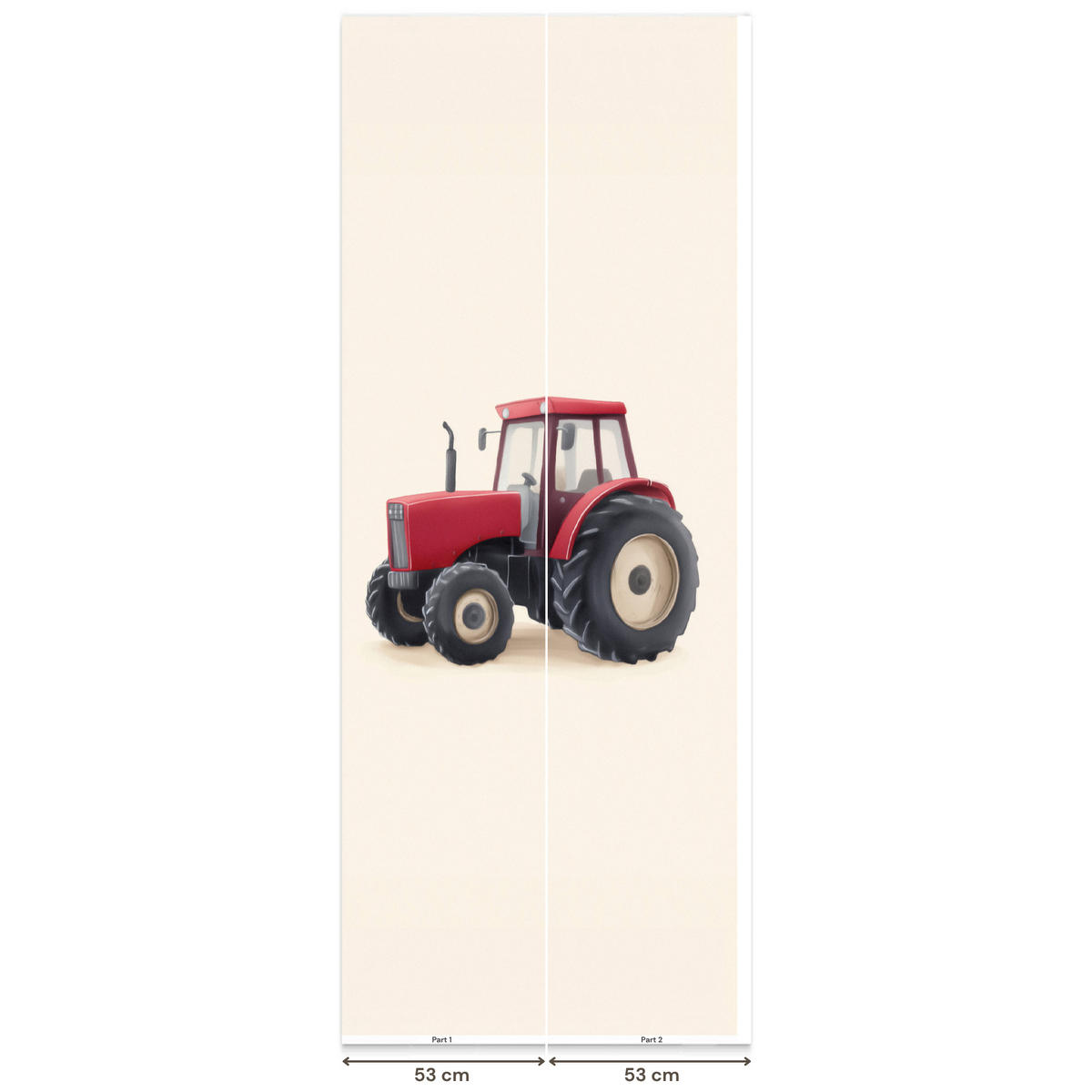 KINDERTAPETE - Traktor - Minimalistisch - Illustration - Rot - 100x260 cm - Rot, Papier (100/260cm) - OnlyWow