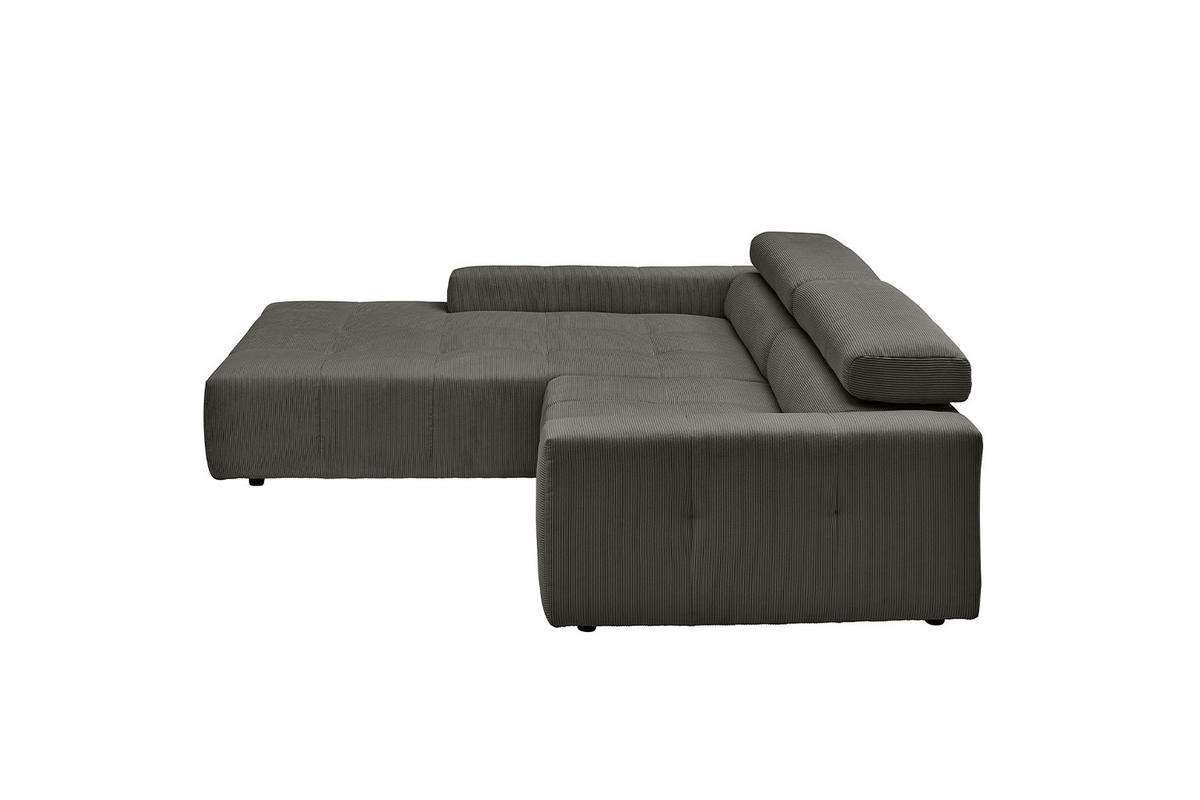 ECKSOFA MIT MOTORISCHEM SITZVORZUG RENO Anthrazit Cord - Anthrazit/Schwarz, Kunststoff/Textil (258/217cm) - KAWOLA
