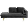 CHAISELONGUE Samtstoff schwarz rechtsseitig Miramas - Goldfarben/Schwarz, Textil (171/63/79cm) - Beliani