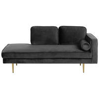 CHAISELONGUE Samtstoff schwarz rechtsseitig Miramas - Goldfarben/Schwarz, Textil (171/63/79cm) - Beliani