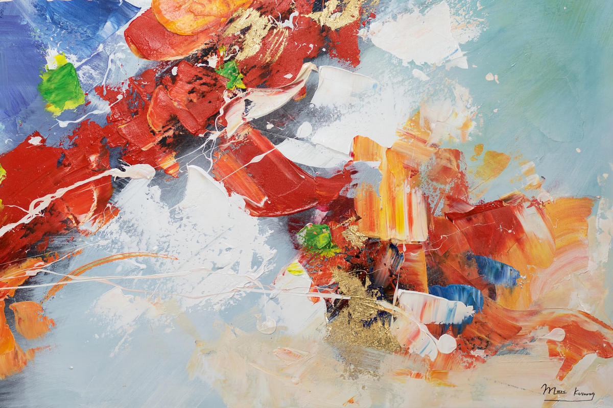 ACRYLBILD HANDGEMALT 120/80 cm - Blau/Rot, Holz/Textil (120/80cm) - KUNSTLOFT