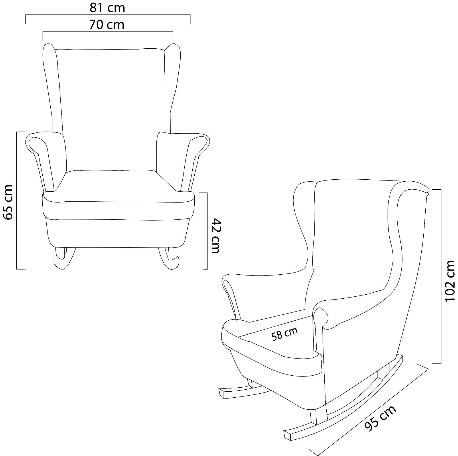 SCHAUKELSESSEL mit gepolstertem Sitz und Armlehnen, 102x81x95 cm, Olive_29817 - Dunkelgelb/Braun, Holz/Textil (81/102/95cm) - DomoHome