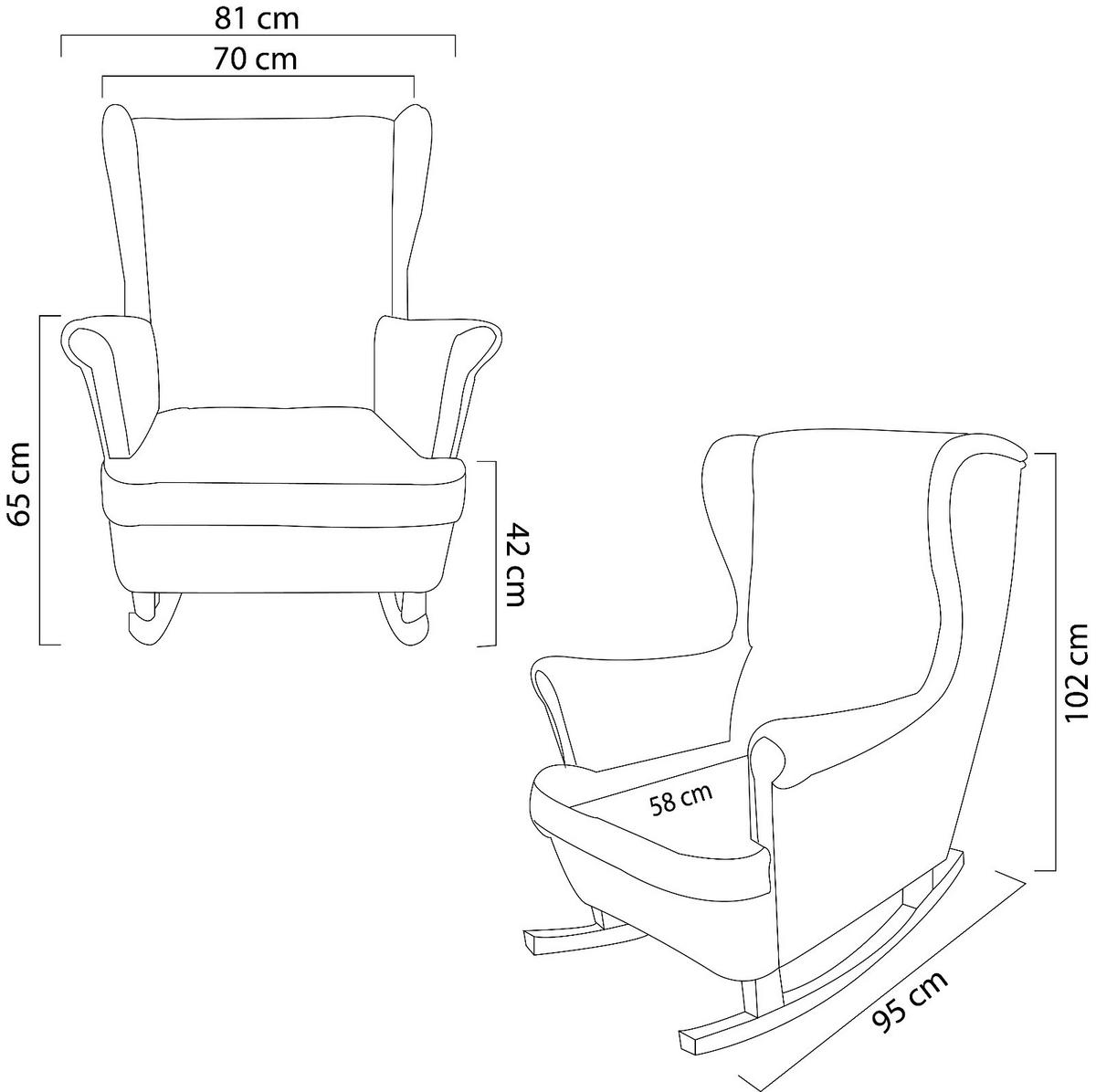 SCHAUKELSESSEL mit gepolstertem Sitz und Armlehnen, 102x81x95 cm, Braun_29844 - Graphitfarben/Weiß, Holz/Textil (81/102/95cm) - DomoHome