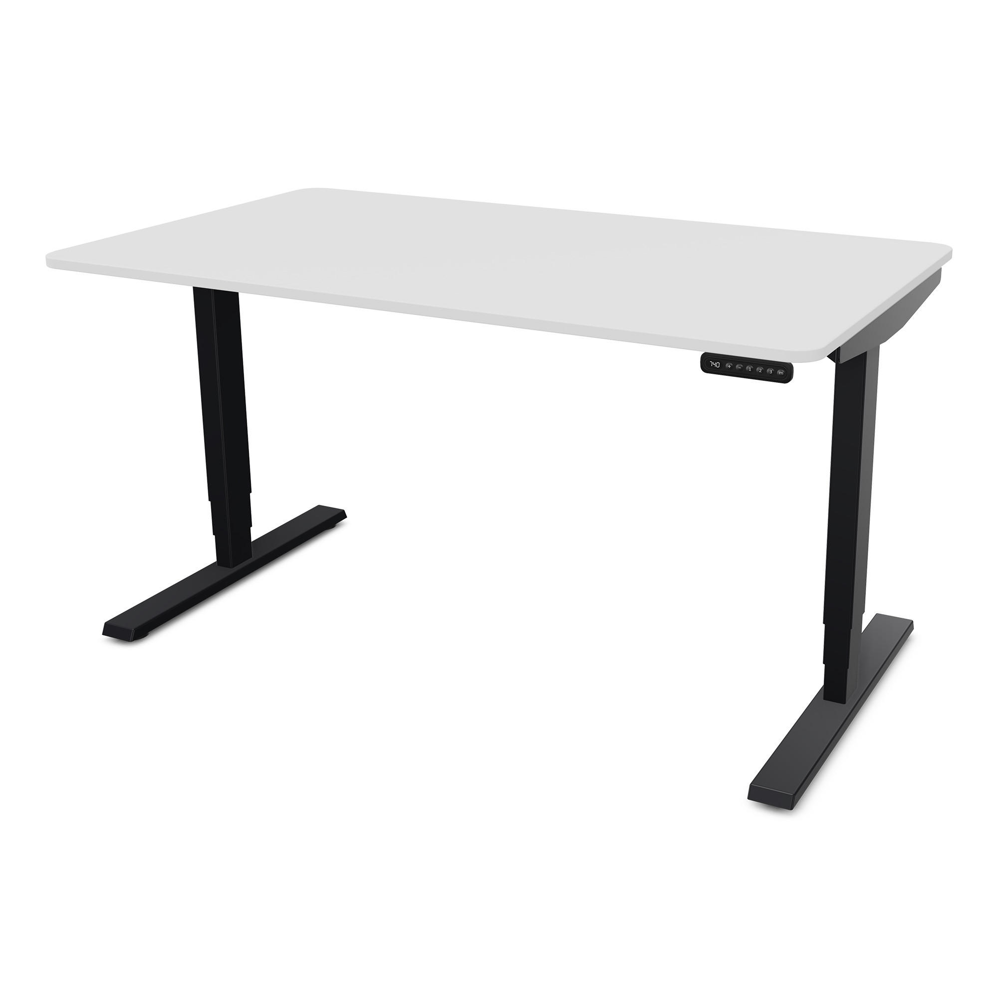 SCHREIBTISCH Elektrisch höhenverstellbarer Schreibtisch Y-Line Curved Signalweiß Schwarz 120/80/62-127cm - Schwarz/Weiß, Holzwerkstoff/Metall (80/120/127cm) - ASSMANN