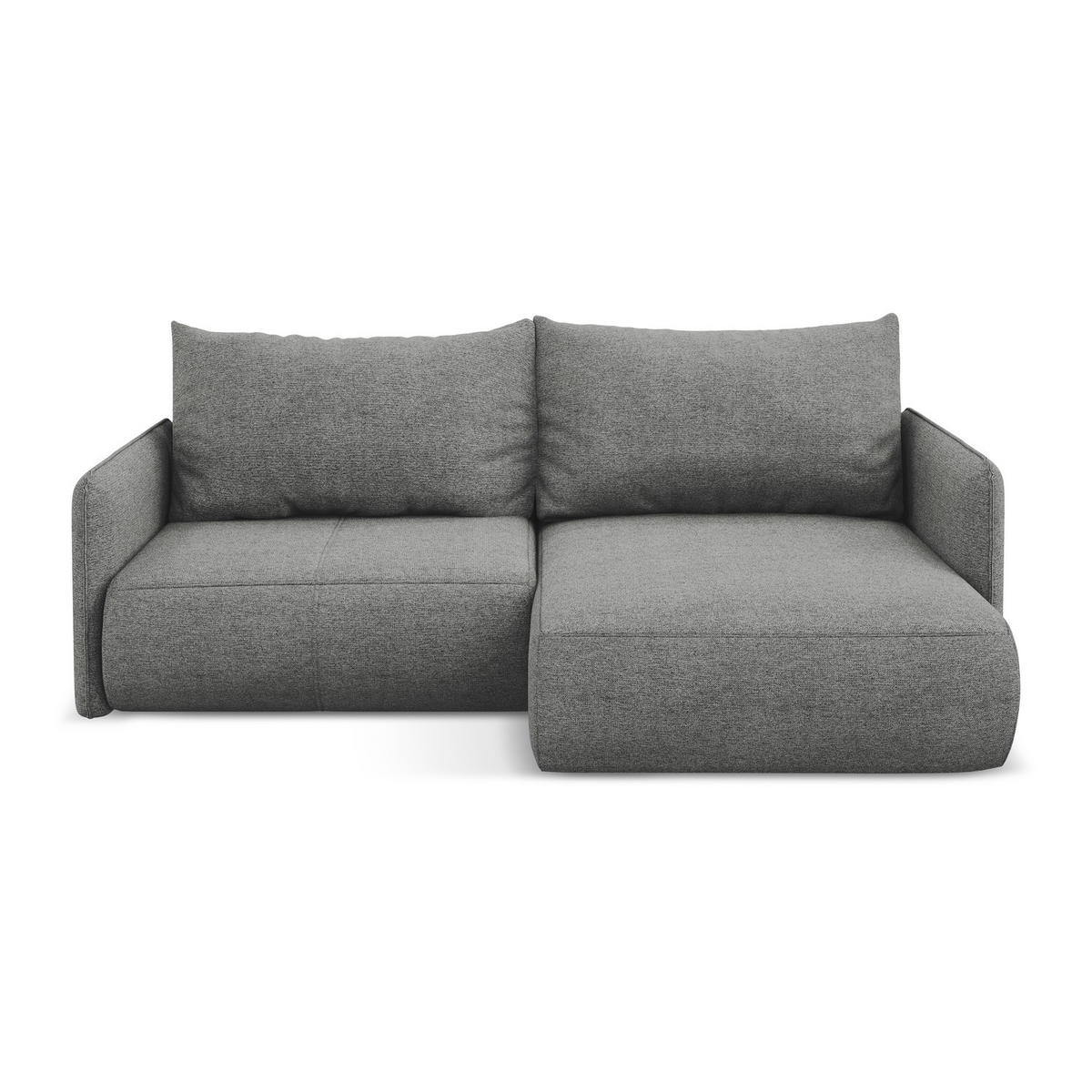 ECKSOFA mit Schlaffunktion Chenille Stoff Grau - Schieferfarben/Schwarz, Kunststoff/Textil (207/148cm) - LaMiaSofa