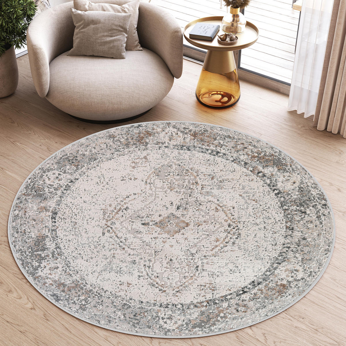 TEPPICH VALLEY Creme Rund 240/240 cm - Creme, Textil (240/240cm) - Tapiso