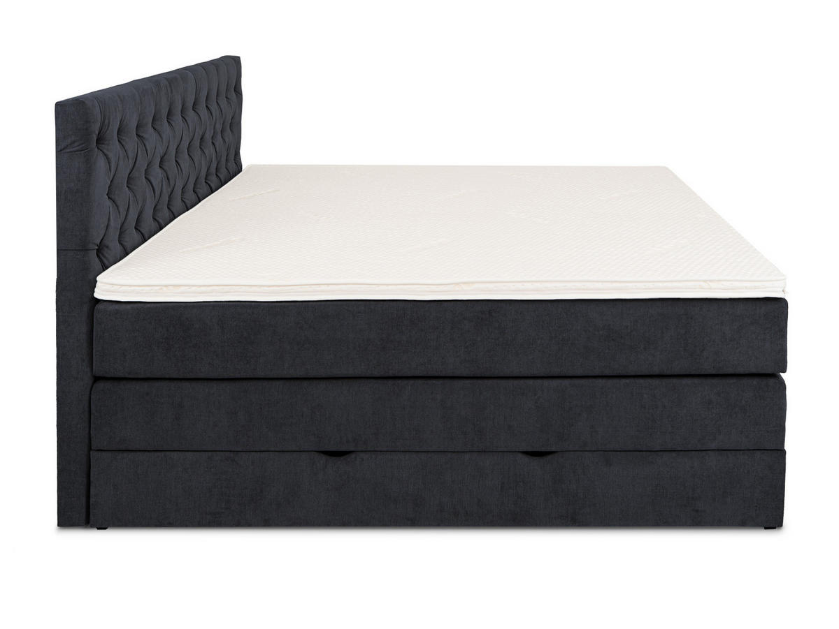 BOXSPRINGBETT Verona Dunkelblau 180/200 cm H2/H3 Samt - Dunkelblau, Textil (180/200cm) - wonello