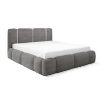 DOPPELBETT 180x200 Avelin mit Bettkasten, LED, Bouclé, Grau - Grau, Holz/Metall (180/200cm) - Emporius
