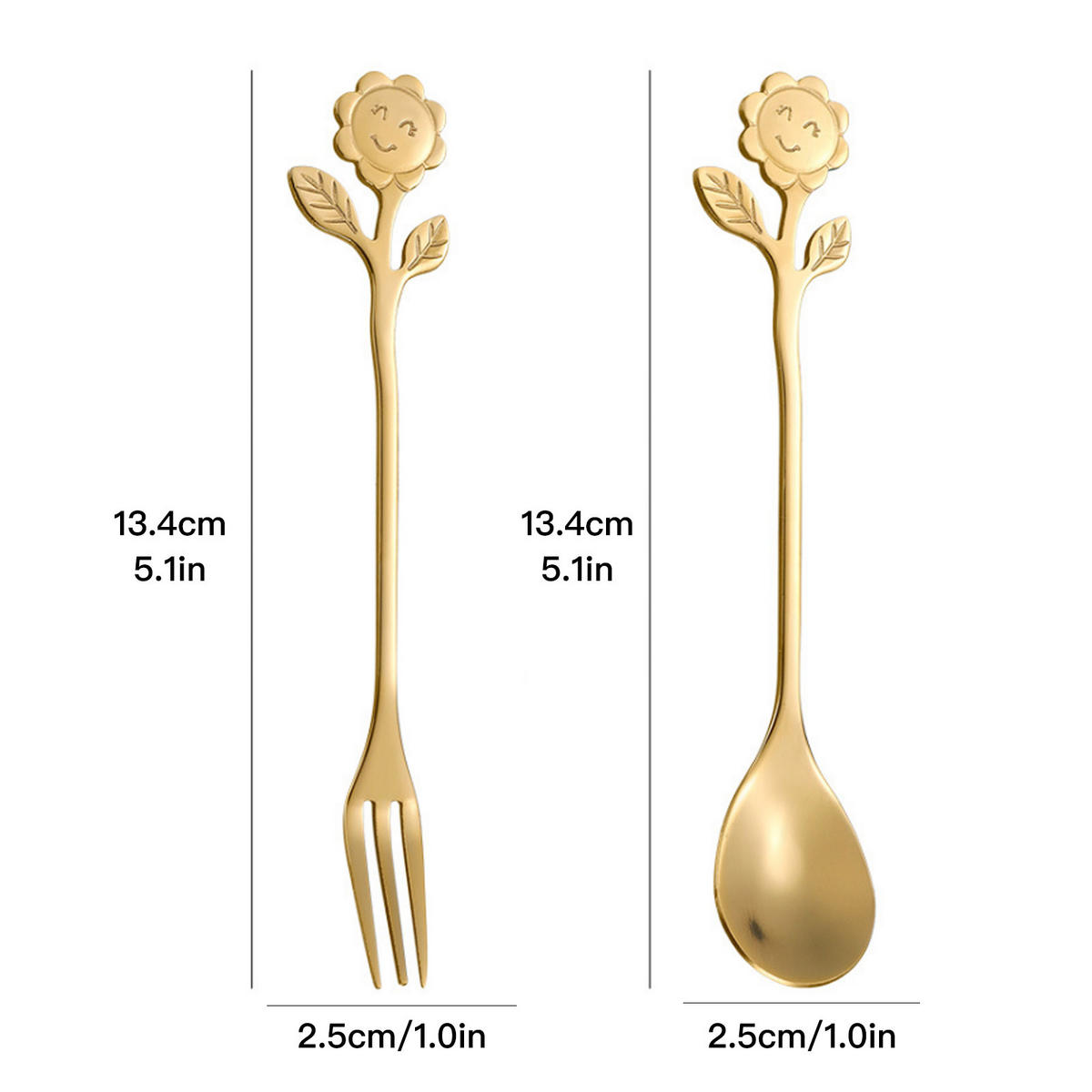 BESTECK-SET 2-teiliges Besteck-Set Edelstahl gold - Goldfarben, Metall