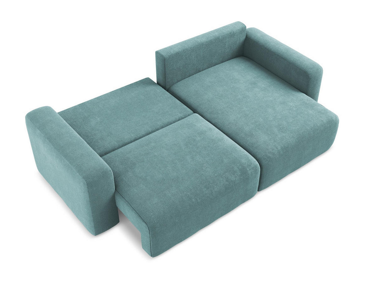 ECKSOFA mit Schlaffunktion rechts Chenille Stoff Blau - Blau/Beige, Kunststoff/Textil (244/149cm) - Makamii