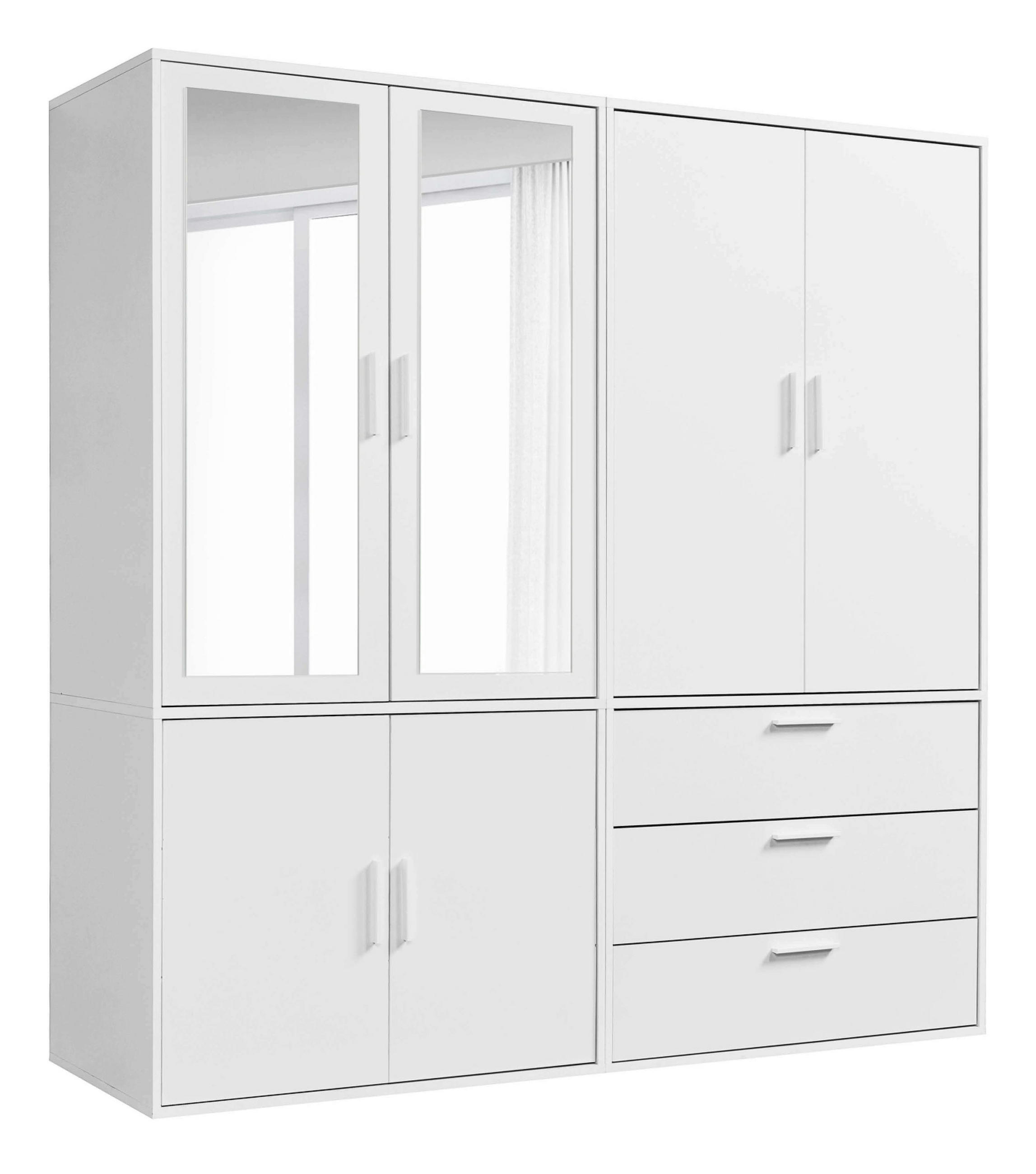 KLEIDERSCHRANK mit Spiegel Der Grenzenlose - Weiß, Holzwerkstoff (180/187/58cm) - Mokebo