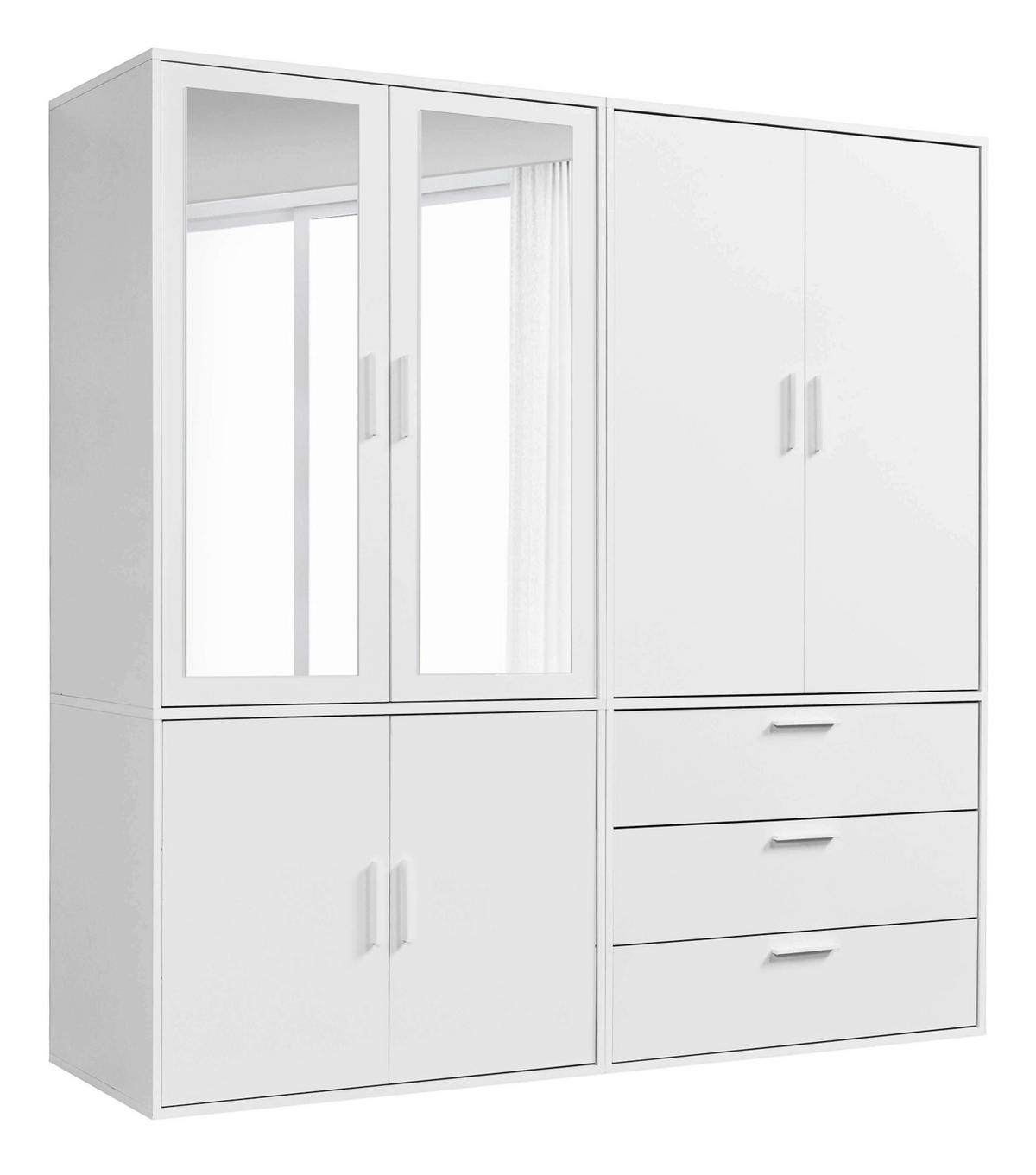 KLEIDERSCHRANK mit Spiegel Der Grenzenlose - Weiß, Holzwerkstoff (180/187/58cm) - Mokebo