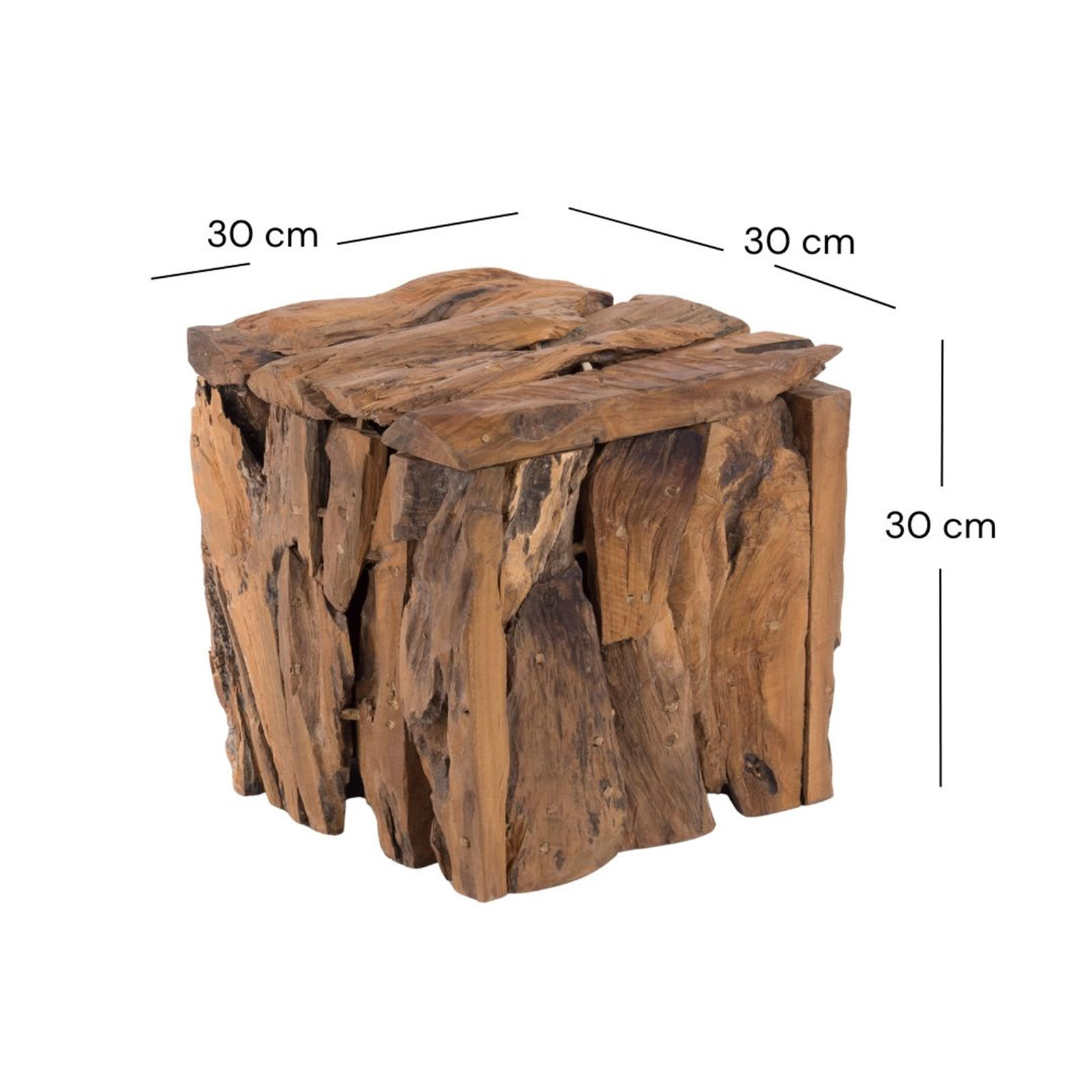 Thumbnail - Design Delights Hocker, Braun, Holz, 30x30x30 cm, Wohnzimmer, Hocker, Sitzhocker