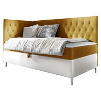 BOXBETT Filip Junior 3, Seite zum Öffnen des Bettkastens: Links - Gelb/Weiß, Holz (100/200cm) - MIRJAN24