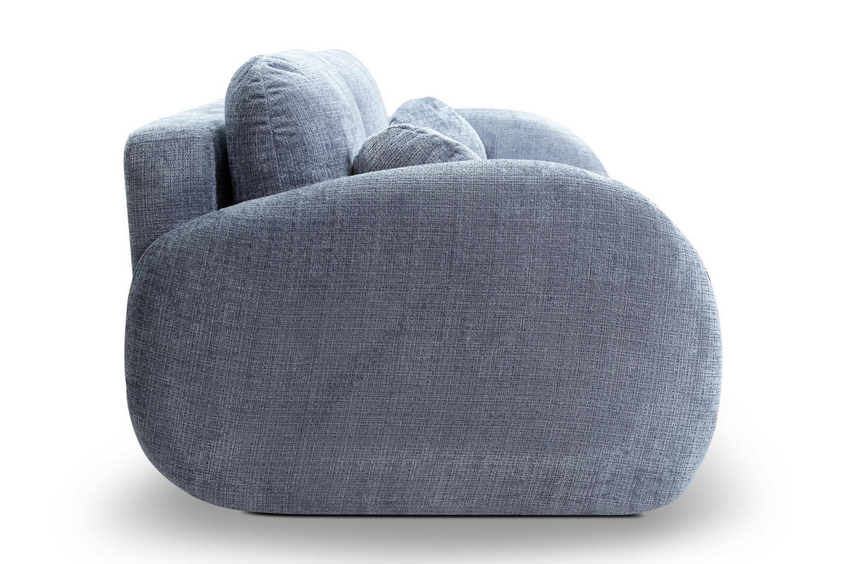 BETTSOFA CIMA Blau Chenille-Stoff mit Schlaffunktion - Blau, Holz (234/86/111cm) - MASSENO