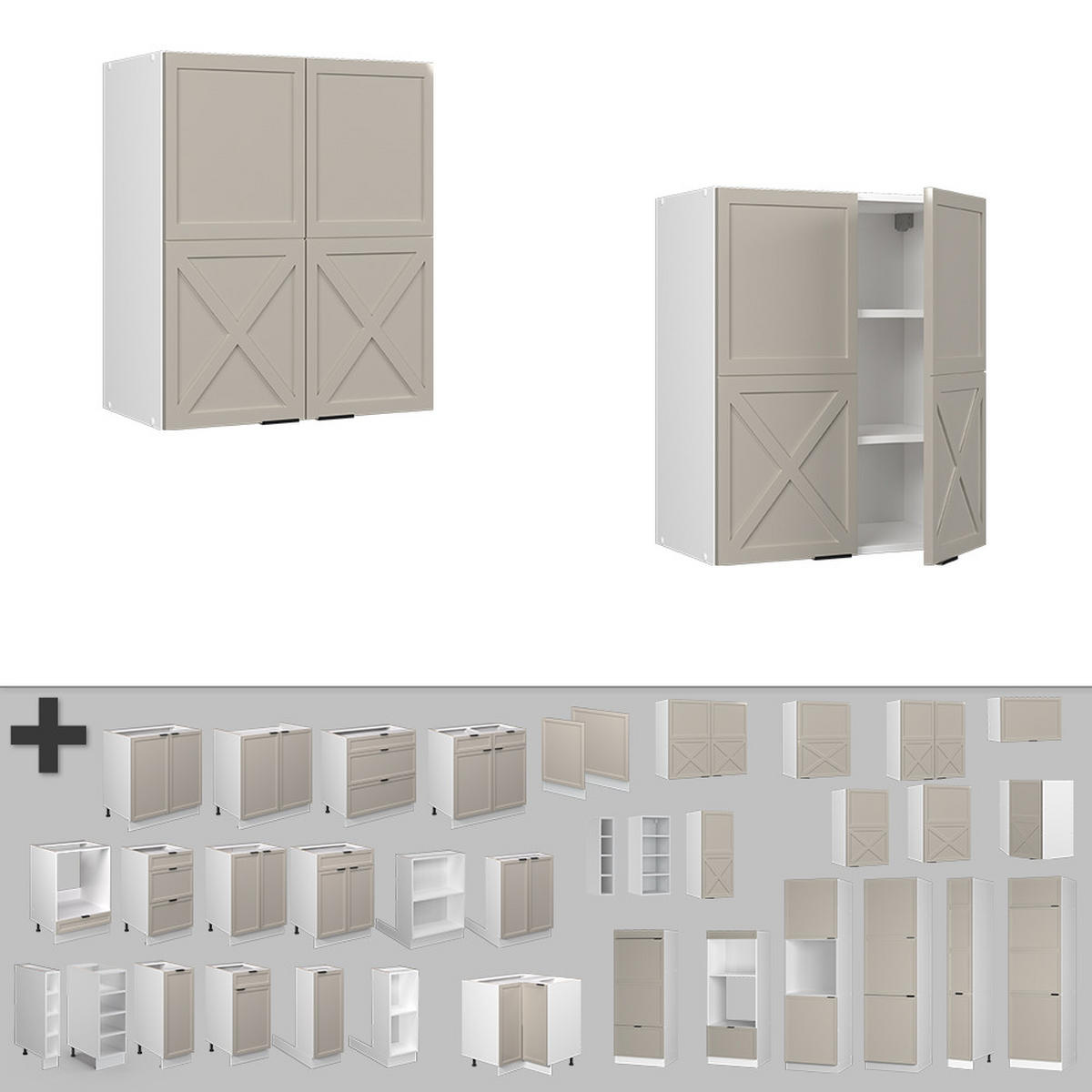 HÄNGESCHRANK Fame-Line GrauBeige 60 cm - Weiß/Grau, Holzwerkstoff (60/72/34.1cm) - Vicco