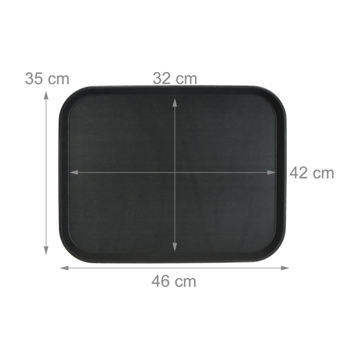 3xSERVIERTABLETT - Schwarz, Kunststoff (46/2/35cm) - Relaxdays