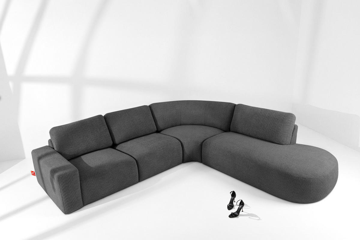 ECKSOFA RECHTS ZUCCO, Graphit - Graphitfarben, Holz/Holzwerkstoff (304/293cm) - KONSIMO®