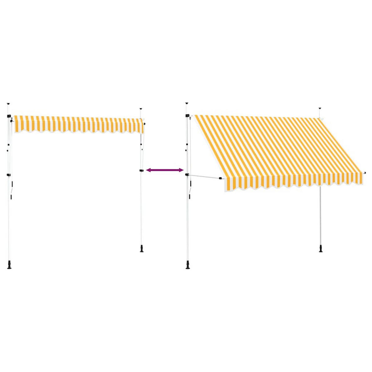 EINZIEHBARE-MARKISE Handbetrieben 300 Cm Orange/Weiß Gestreift - Orange, Textil (30/300cm) - vidaXL