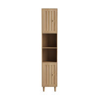 HOCHSCHRANK Eichefarben freistehend mit 2 Türen und verstellbaren Einlegeböden 32/30/169 cm - Eichefarben, Holzwerkstoff (32/169/30cm) - PANGIVO