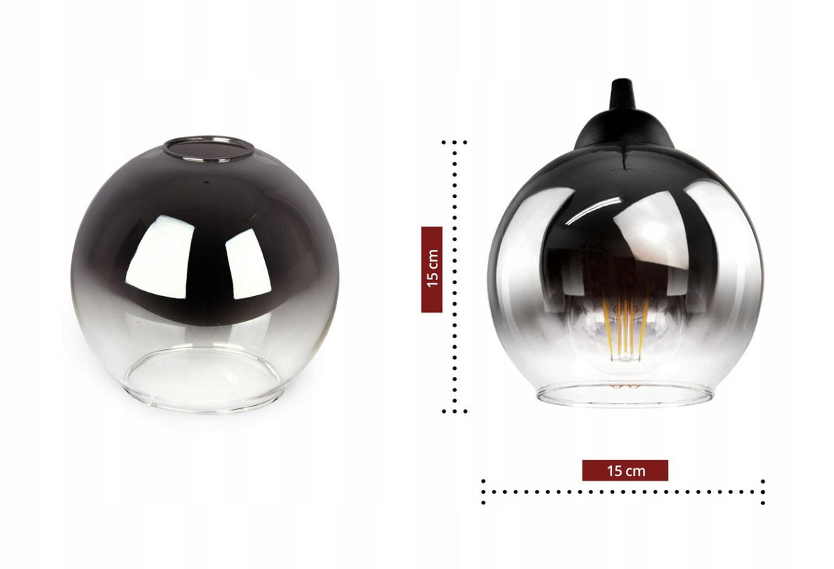 DECKENLEUCHTE MASUR - Transparent/Anthrazit, Glas/Metall (15/15/22cm) - kiki design