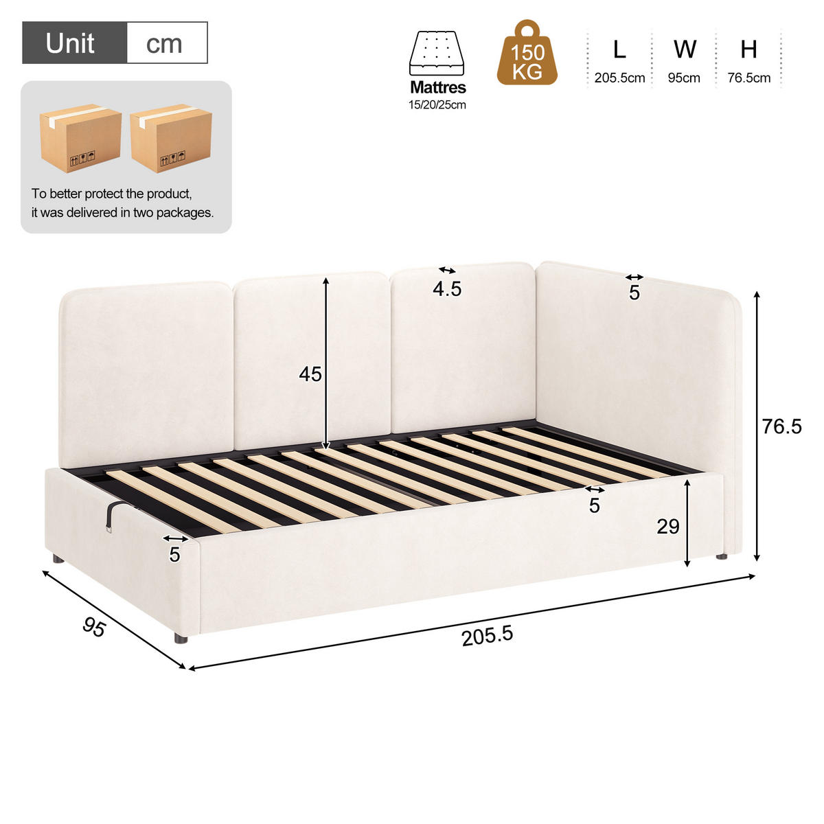 POLSTERBETT 90x200 Hydraulik Samt Beige - Beige, Textil (90/200cm) - FLIEKS