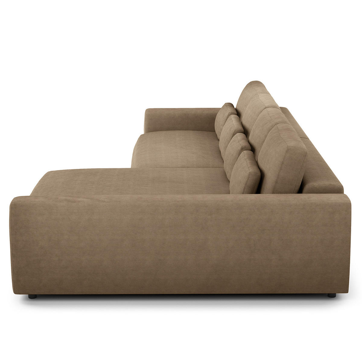 ECKSOFA mit XXL-Longchair - Taupe/Schwarz, Kunststoff/Textil (323/182cm) - home24