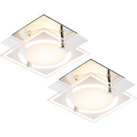 LED DECKENLEUCHTE RICKY Chrom Silber 2er Set - Silberfarben, Glas (12/12/7cm)