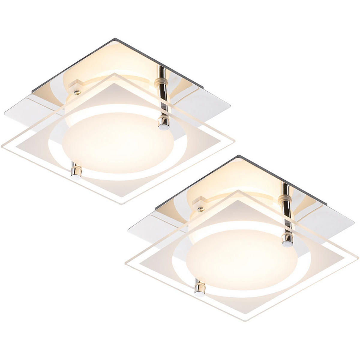 LED DECKENLEUCHTE RICKY Chrom Silber 2er Set - Silberfarben, Glas (12/12/7cm)