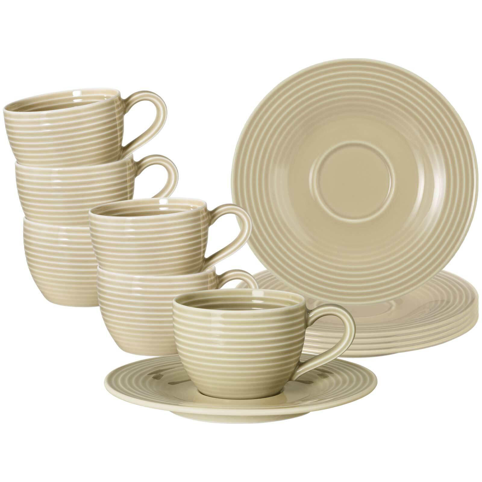 ESPRESSOTASSEN MIT UNTERTASSEN Beat Color Glaze Sandbeige 100 ml 6er Set - Beige, Keramik (13.7/6.3/13.7cm) - Seltmann Weiden