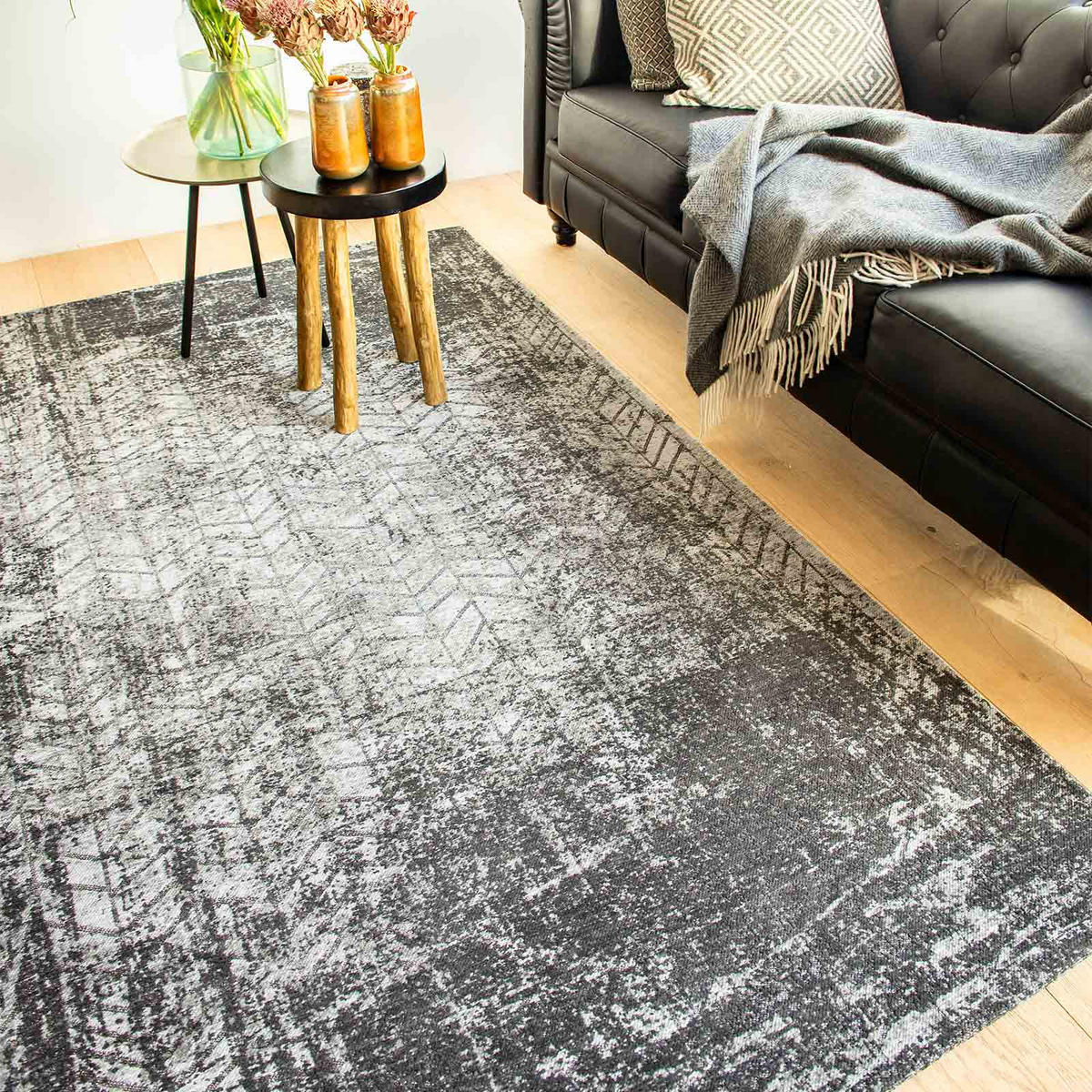 TEPPICH Flachgewebe BRONX Schwarz 80 x 150 cm - Schwarz, Textil (80/150cm) - Novatrend