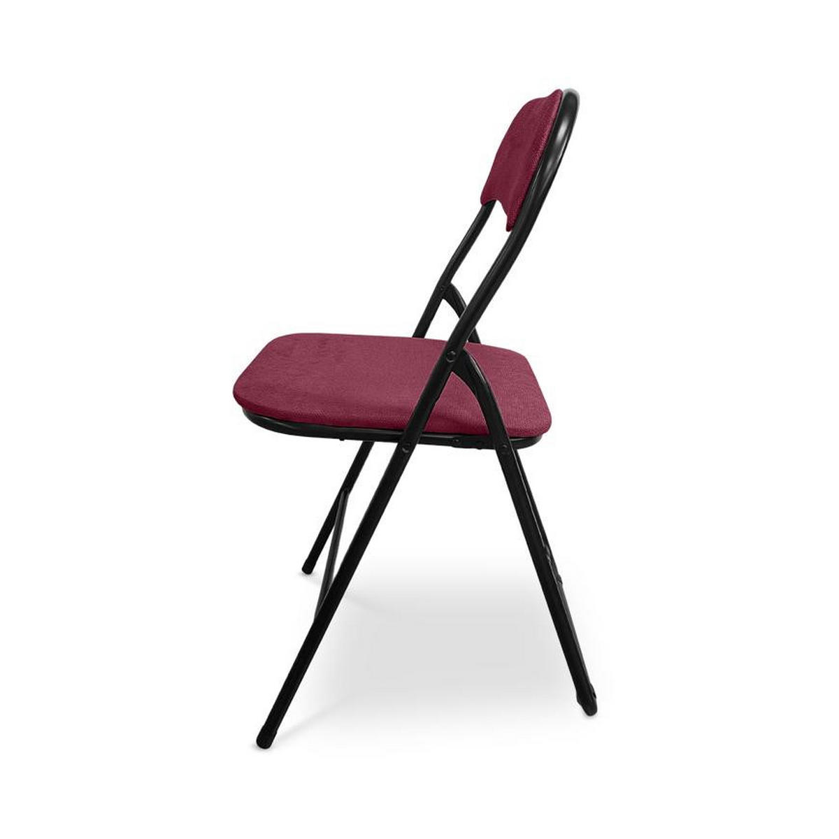 KLAPPSTÜHLE 6er-Set gepolstert, schwarzer Stoff und schwarze Metallbeine - Greta - Bordeaux/Schwarz, Textil/Metall (44/78/46cm) - Sicaan