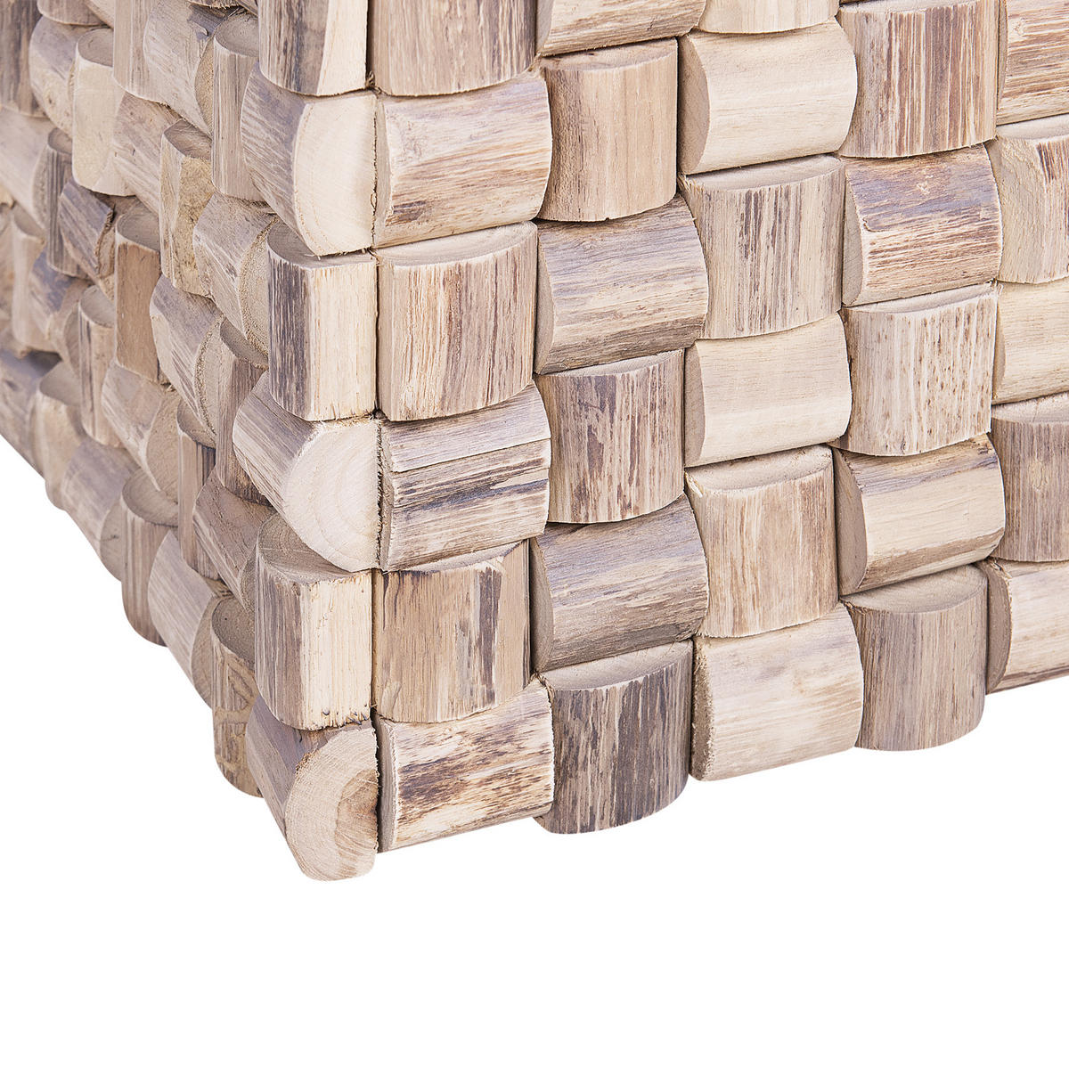 NACHTTISCH Teakholz hellbraun quadratisch 32/32 cm Cajeme - Hellbraun, Holz (32/43/32cm) - Beliani