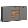 KOMMODE Oviedo graphit matt / Flagstaff Eiche 150 / 40 / 81cm - Graphitfarben/Braun, Holz/Holzwerkstoff (150/81/40cm) - Feldmann-Wohnen