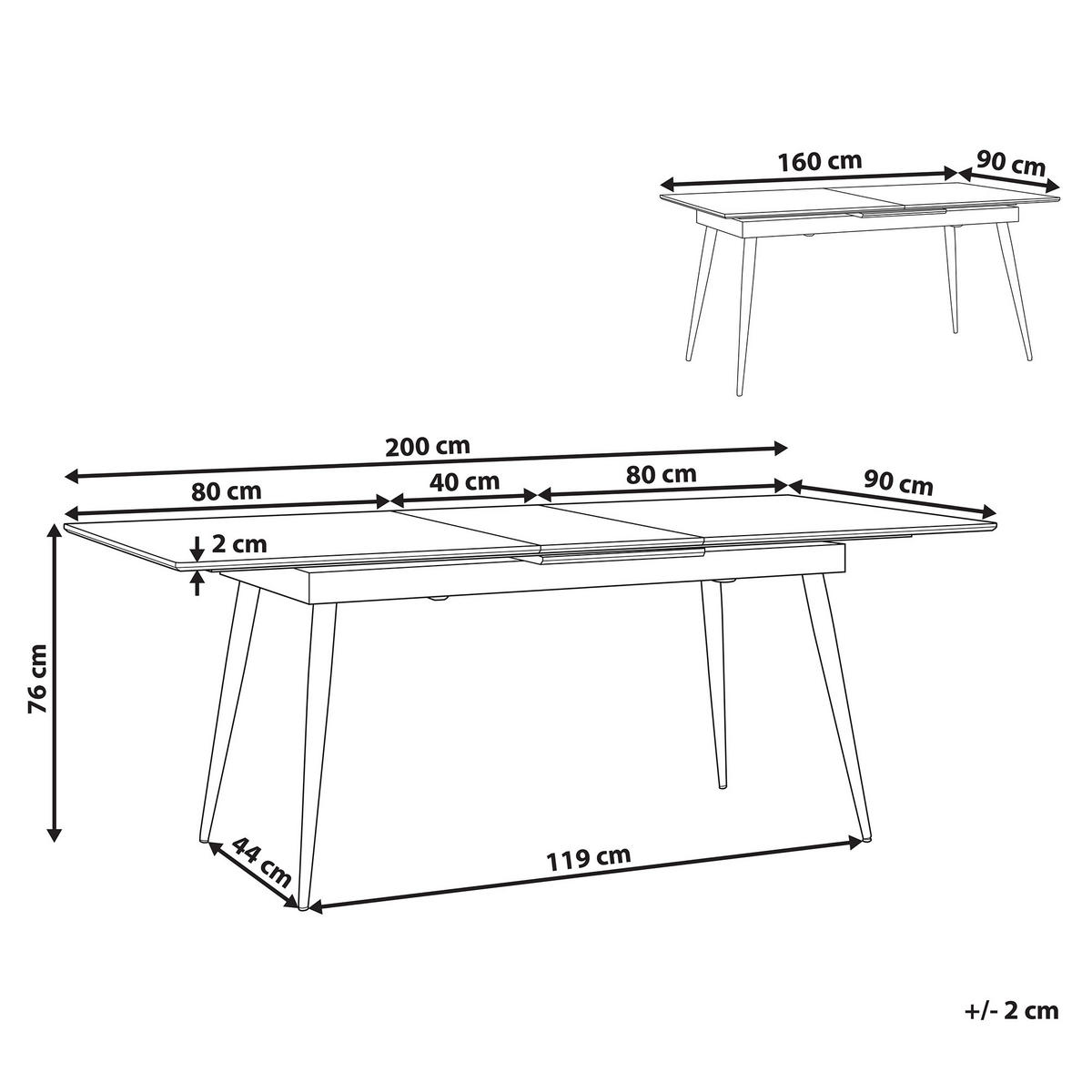 ESSTISCH 160-200/90/76 cm Schwarz Rechteckig Maldon - Schwarz, Holzwerkstoff (200/90/76cm) - Beliani