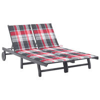 2-PERSONEN-SONNENLIEGE mit Auflage Grau Akazie Massivholz - Grau, Holz (200/85/200cm) - furnicato
