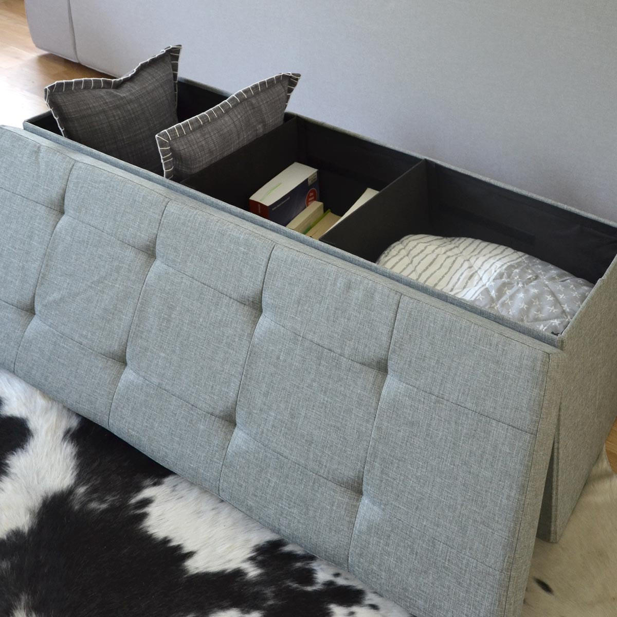 SITZBANK Faltbar, 110/38/38 cm, mit 2 Trennwänden, 120 Liter, Grau - Grau, Textil (38/38/110cm) - Dunedesign