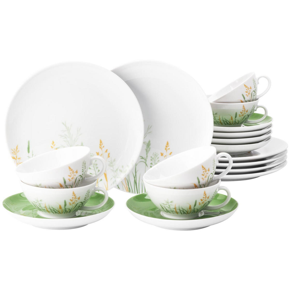 TEESERVICE Liberty Meadow Grasses grün 18er Set - Grün, Keramik (20.6/28.4/20.6cm) - Seltmann Weiden