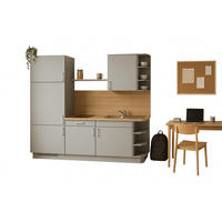 KÜCHENLEERZEILE „Chemnitz“ 190 cm – ohne E-Geräte – Steingrau – mit Zubehör - Edelstahlfarben/Grau, Holzwerkstoff/Metall (190/210/60cm) - GEBA