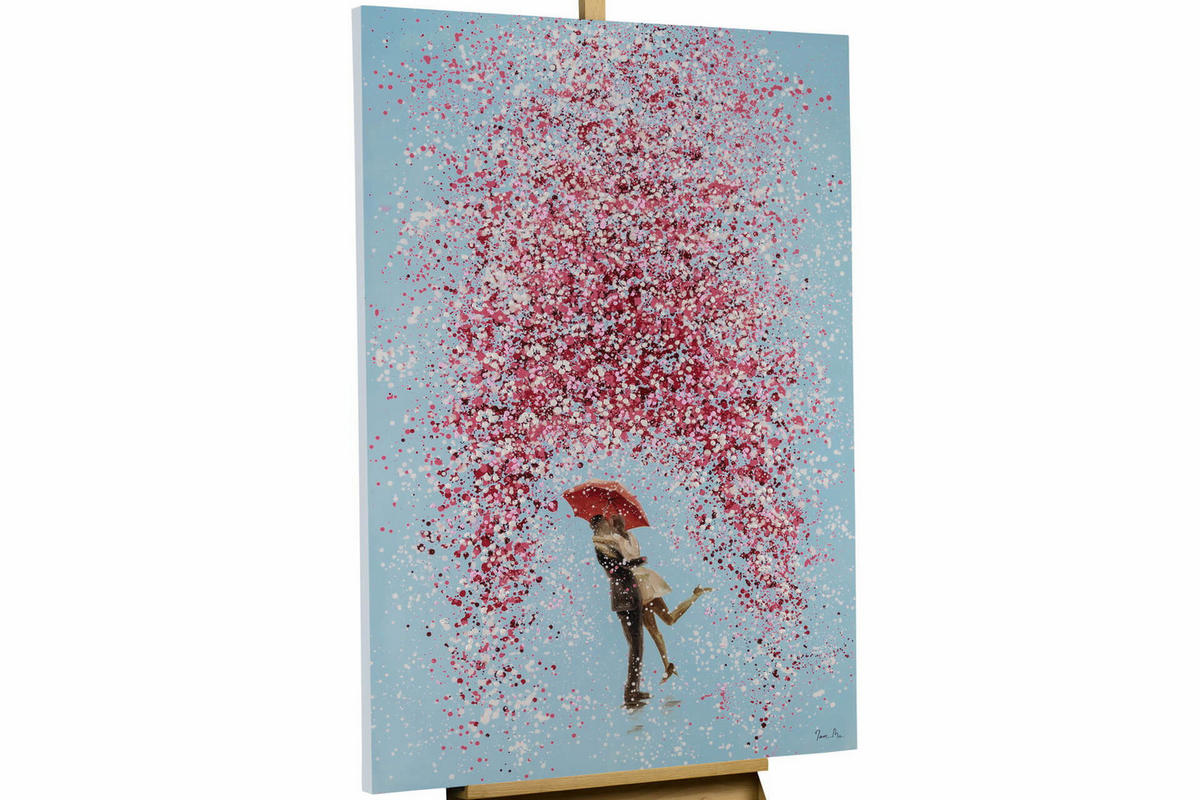 ACRYLBILD HANDGEMALT 80/120 cm - Blau/Pink, Holz/Textil (2.18/120cm) - KUNSTLOFT