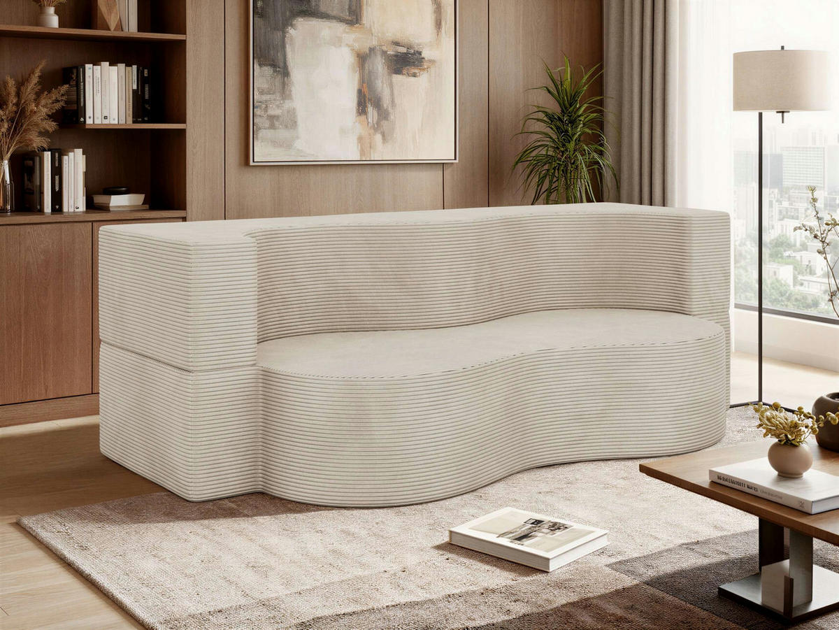 2-SITZER SOFA SANOA - Creme Cord - Creme, Textil (200/68/100cm) - MKS