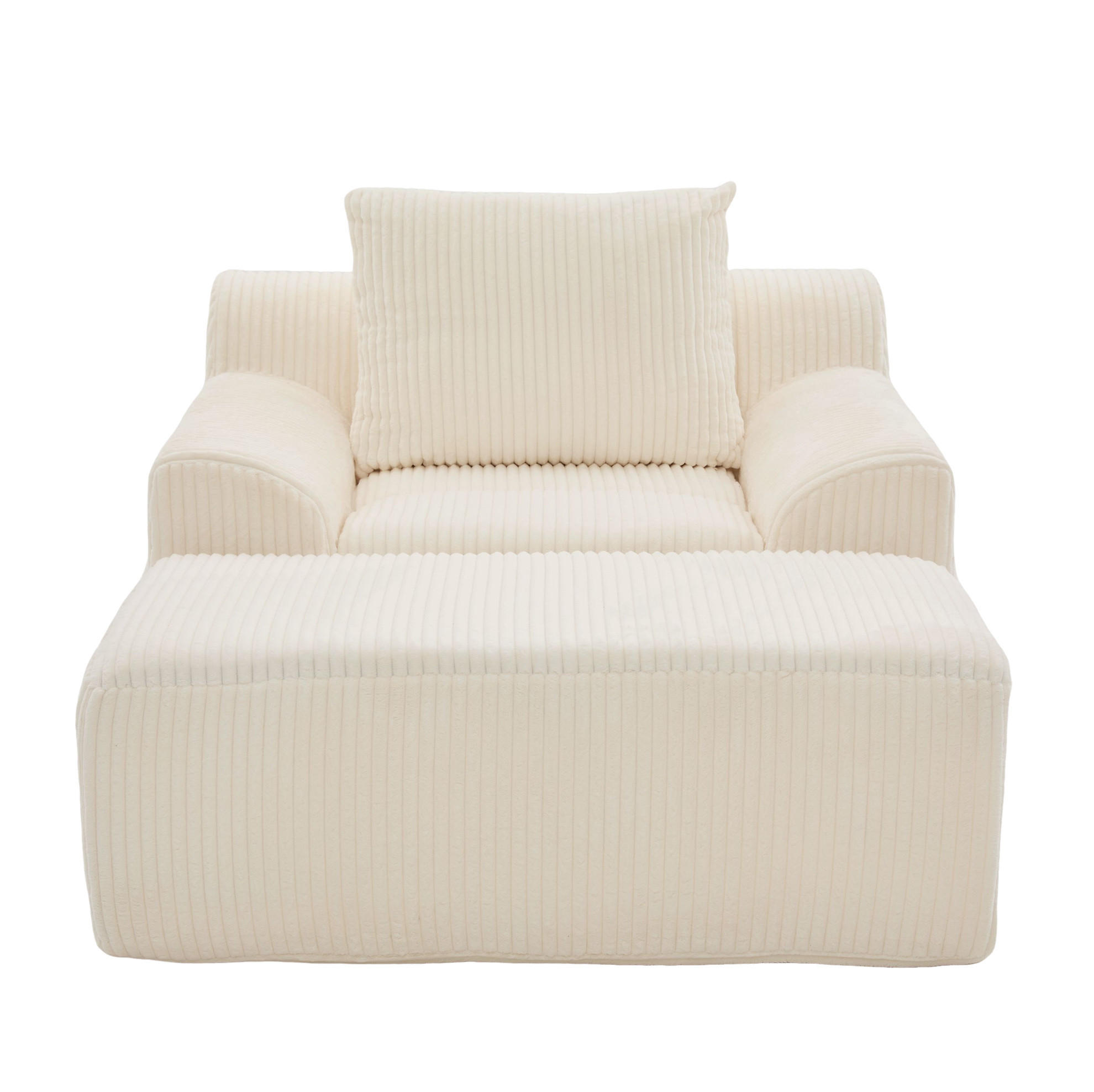 SESSEL 147/110/67 cm in Beige mit Fußhocker und Seitentaschen - Beige, Textil (147/67/110cm) - Flora Grace