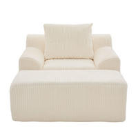 SESSEL 147/110/67 cm in Beige mit Fußhocker und Seitentaschen - Beige, Textil (147/67/110cm) - Flora Grace