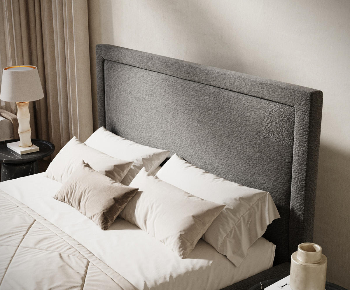 POLSTERBETT Ordina Grau 140/200 cm im Chenille-Stoff - Schwarz/Naturfarben, Holz/Holzwerkstoff (140/200cm) - Maison de Reve