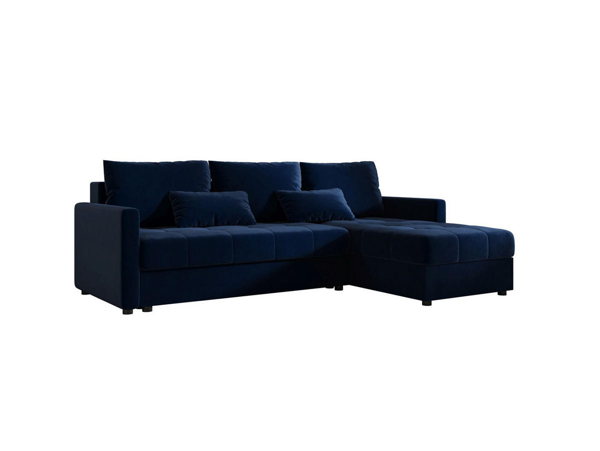 ECKSOFA MOS L BIS Itaka 11 Rechts mit Schlaffunktion - Dunkelblau, Textil (220/143cm) - Bedante