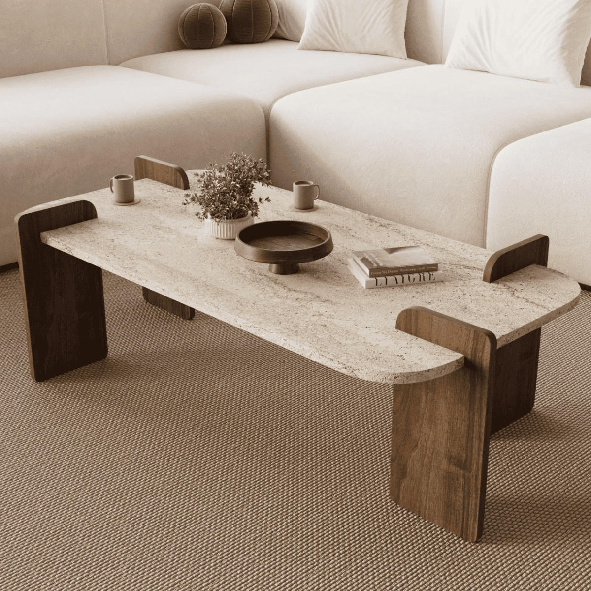 COUCHTISCH mit abgerundeten Kanten 120/60/35 cm - Eichefarben, Holzwerkstoff (120/60/35cm) - Calicosy